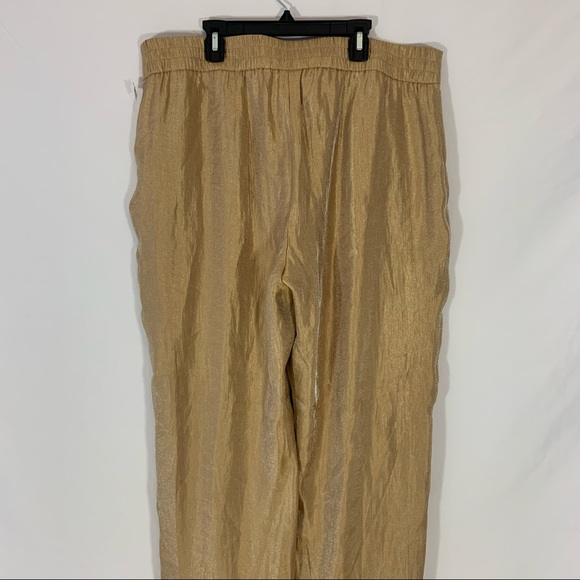 New! Chico’s Travelers Welt Pocket Pant Gold Shimmer Relaxed Straight Leg 2.5R - Picture 5 of 12
